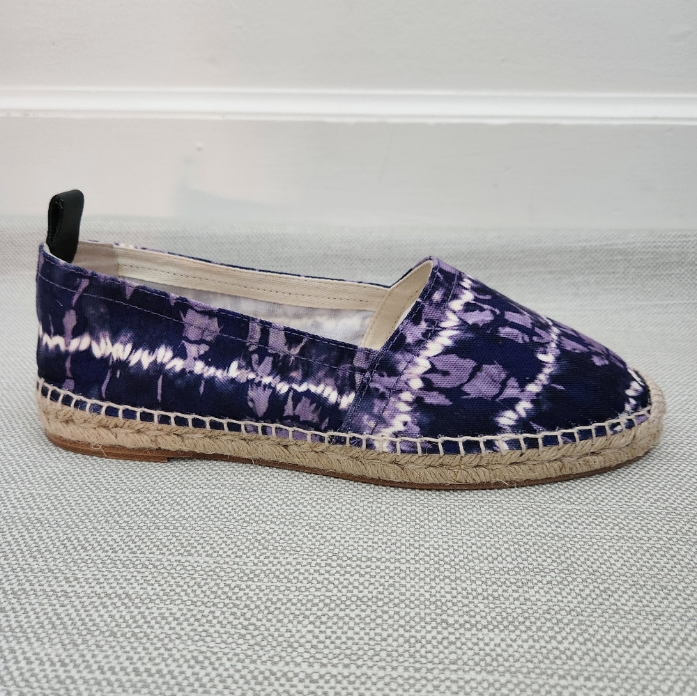 Altuzarra Kenda Size 41 Tie Dye Print Canvas Espadrille Loafer Berry Blue